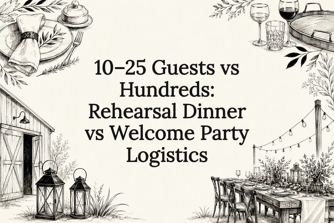 10–25 Guests vs Hundreds: Rehearsal Dinner vs Welcome Party Logistics